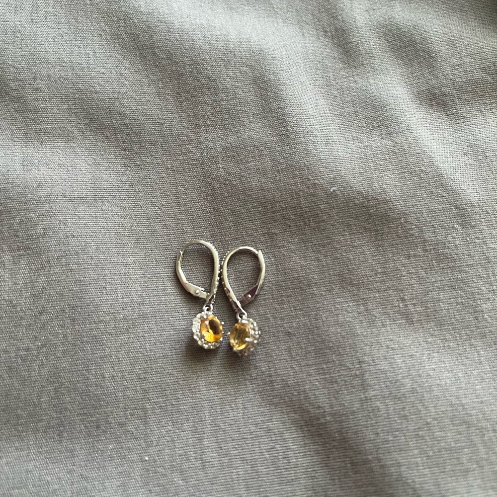 Sterling and Silver and Yellow Elegant Dangle Earrings